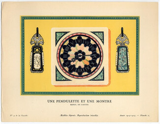 Une Pendulette et une Montre, 1924 - Bijoux, de Cartier. La Gazette du Bon Ton, 1924-1925 n°4 — Planche 27