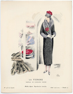 La Vitrine, 1924 - Madeleine Rueg, Manteau de Madeleine Vionnet. La Gazette du Bon Ton, 1924-1925 n°4 — Planche 30