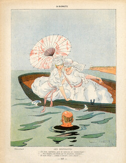 Louis Icart 1916 Boating, Elegantes