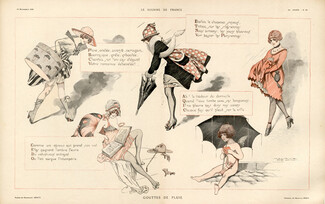 Maurice Pépin 1918 The Rain, Poetry of Raymond Genty, Umbrella