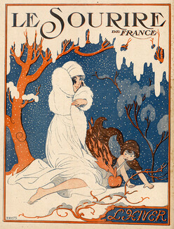 A Wuyts 1918 Winter, Snow, Elegant Parisienne