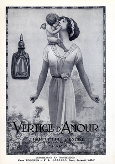 D'Estrée (Perfumes) 1913 Vertige d'Amour, Ehrmann, Art Nouveau Style