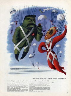 Covarrubias 1936 Impossible Interview Stalin Versus Schiaparelli, Caricature