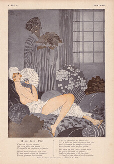 Bien loin d'ici, 1917 - F. Roy Sexy Girl Topless, Texte par Charles Baudelaire