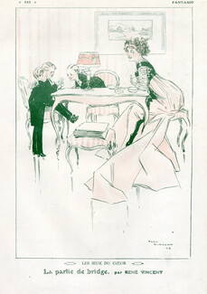 René Vincent 1908 La Partie de Bridge, Playing Cards