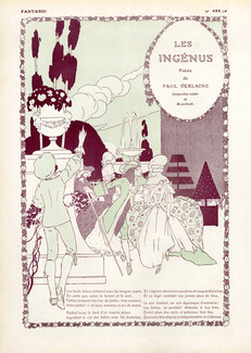Umberto Brunelleschi 1911 "Les Ingénus" 19th Century Costumes, Paul Verlaine Poem