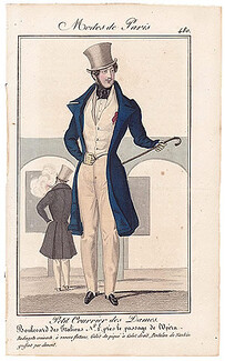 Petit Courrier des Dames 1827 N°480 Modes de Paris, Men's Clothing