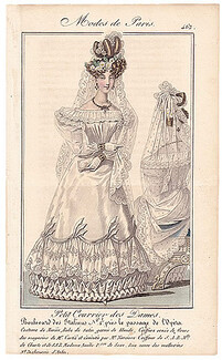 Petit Courrier des Dames 1827 N°462 Modes de Paris Julie Ribault, Wedding Dress