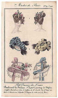 Petit Courrier des Dames 1827 N°446 Modes de Paris, Hats
