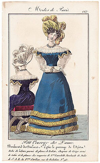 Petit Courrier des Dames 1827 N°447 Modes de Paris Julie Ribault Mme Larochelle Milliner