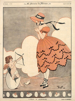 Guy Georget 1918 "The egg to surprise" Attractive Girl, Angel