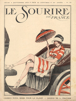 Peltier 1918 Barelegged, fashion for the beach, Elegant Parisienne