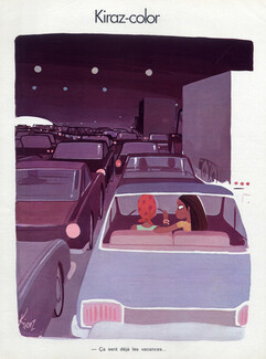 Edmond Kiraz 1973 Les Parisiennes In the Traffic jams, Kiraz-color