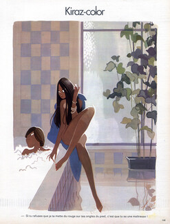 Edmond Kiraz 1978 Sexy Girl Nude, Kiraz-color, Making-up