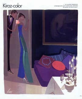 Edmond Kiraz 1978 Kiraz-color, Elegant Parisienne Evening Gown