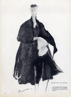 Madeleine de Rauch 1951 black Evening Gown and Coat, Simone Brousse