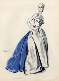 Pierre Mourgue 1951 Christian Dior, Back Jeanne Lafaurie, Evening Gown