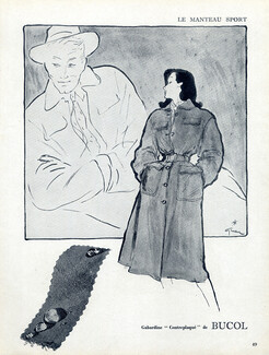 Bucol (Fabric) 1946 Winter Coat, René Gruau