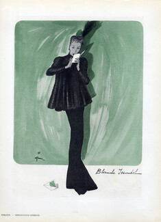 Blanche Issartel 1946 Back Mendel Evening Gown, René Gruau