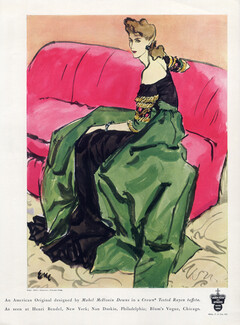 Mabel McIlvain Downs 1941 Evening Gown, Eric, Fashion Illustration