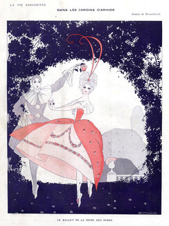Umberto Brunelleschi 1913 "Le Ballet de la Reine des Roses" Dancers, Pierrot And Columbine