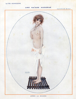 Raphaël Kirchner 1913 The Modern Naïade, Sexy Girl Topless