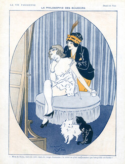 Jacques Nam 1913 Making-up Topless, cat, dog