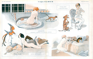 René Préjelan 1913 Teasings, Nudes, Parrot, Cat, Monkey, Dog