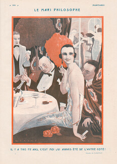 Lorenzi 1923 "Le Mari Philosophe" Roaring Twenties, Elegant Parisienne