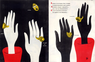 René Boivin, Cartier, Mellerio, Mauboussin, Boucheron 1944 Gold, Rings, Hand