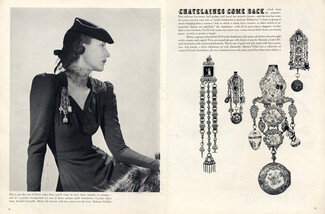 Chatelaines Come Back 1938 Antique Gold Chatelaine, Caroline Dress