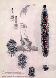 Cartier 1945 Bracelet Flowers, Harry Winston Clips Diamonds, Black Starr Earrings Pendants