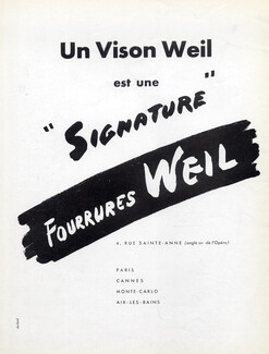 Weil (Fur clothing) 1958 Label, 4 rue Sainte-Anne