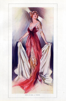 Worth 1912 Evening Gown, Fashion Illustration, Aubert de Dinan