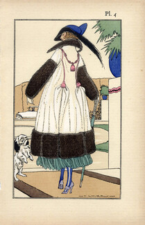 A La Reine d'Angleterre 1921 Victor Lhuer, Fur Coat, Pochoir