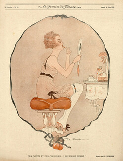 Henry Fournier 1918 Sexy Girl, Making-up Lipstick