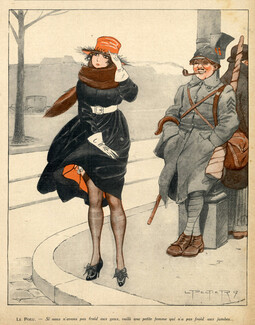 Peltier 1918 Elegant Parisienne In the Wind