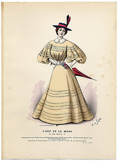 L'Art et la Mode 1895 N°30 Colored engraving by Marie de Solar, Jean Portalez, Circus