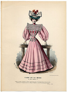 L'Art et la Mode 1895 N°32 Colored engraving by Marie de Solar, 20 pages