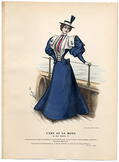 L'Art et la Mode 1895 N°35 Complete with colored engraving by Marie de Solar, 20 pages