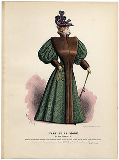 L'Art et la Mode 1895 N°41 Colored engraving by Marie de Solar, Grunwaldt Furs, 20 pages