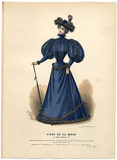 L'Art et la Mode 1895 N°45 Colored engraving by Marie de Solar, 20 pages