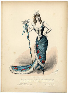 L'Art et la Mode 1892 N°6 Colored engraving by Marie de Solar, Pigeons