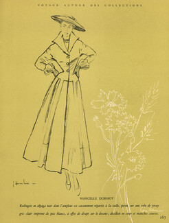 Marcelle Dormoy 1948 Redingote, Fashion Illustration