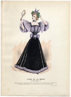 L'Art et la Mode 1895 N°02 Marie de Solar Hand colored plate