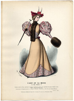 L'Art et la Mode 1894 N°49 Marie de Solar, colored fashion lithograph