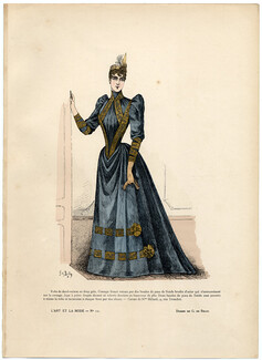 L'Art et la Mode 1890 N°10 G. de Billy, colored fashion lithograph