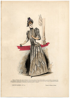 L'Art et la Mode 1890 N°11 Marie de Solar, colored fashion lithograph