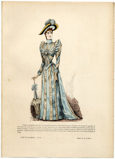 L'Art et la Mode 1890 N°18 G. de Billy, colored fashion lithograph