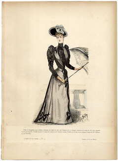 L'Art et la Mode 1890 N°22 G. de Billy, colored fashion lithograph